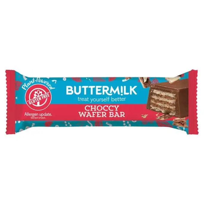 Buttermilk Choccy Wafer Bar vegan wafeltje met chocolade 38gr
