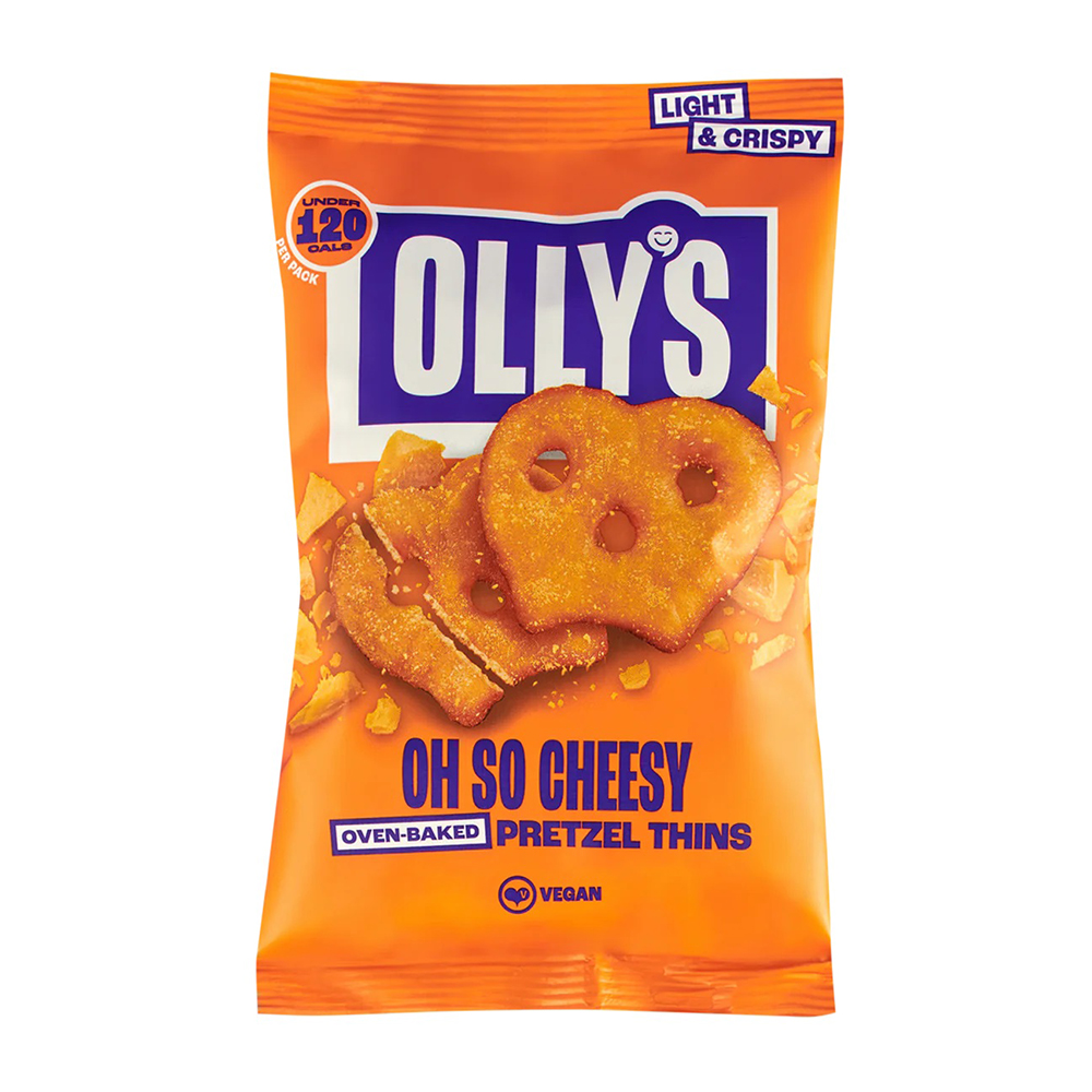 Olly's Pretzel Thins Oh so Cheesy vegan pretzels met kaassmaak 35gr