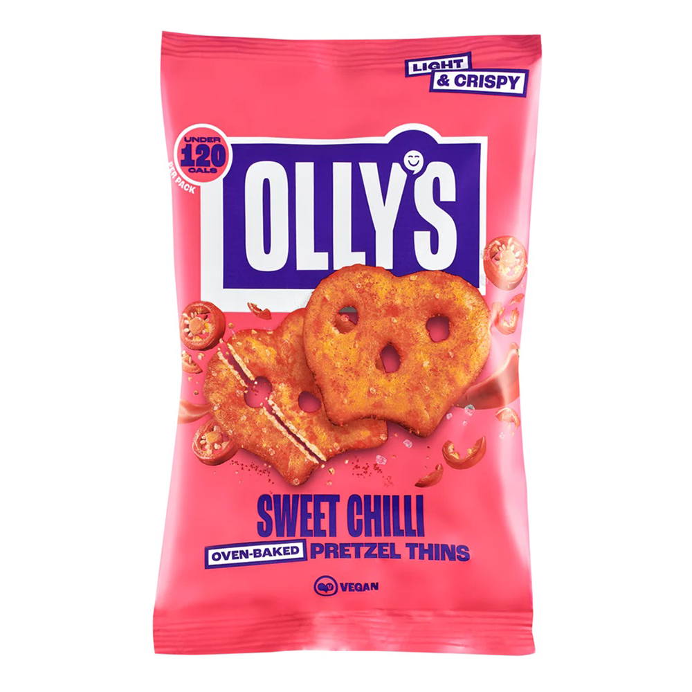 Olly's Pretzel Thins Sweet Chilli vegan pretzels met chili 35gr
