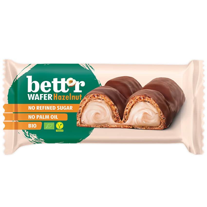 Bett'r Wafer Hazelnut vegan bueno vrij van palmolie, 33gr