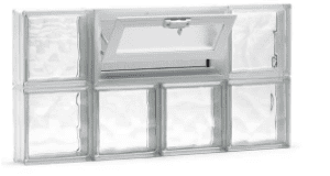 Aluminum window with multiple panes and a top-hinged vent for ventilation.