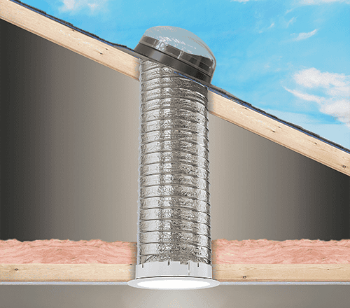 Roof ventilation pipe with insulation for attic airflow and energy efficiency.