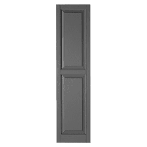 Dark grey exterior door with raised panel design.