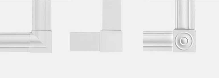 A modern, detailed close-up of Tamar Building Products' trim and molding components.