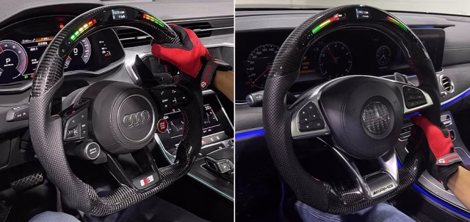 LED Carbon Fiber Steering Wheel for BMW Benz Audi VW