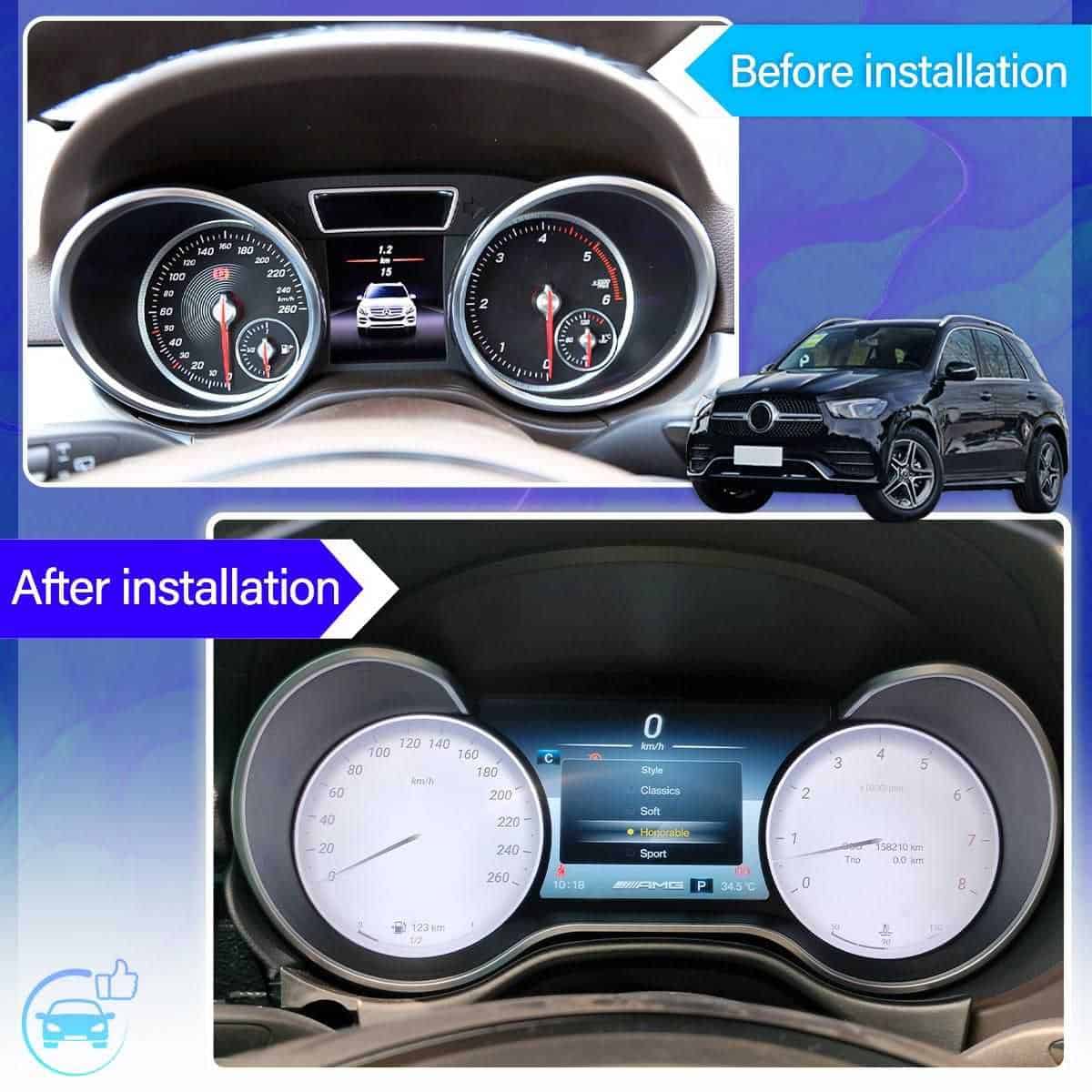 Benz instrument panel 12.3 LCD for GLA CLA: Premium Intelligent Digital Speed Display HD Dashboard Replacement. High-Resolution Modern Upgrade for Mercedes.
