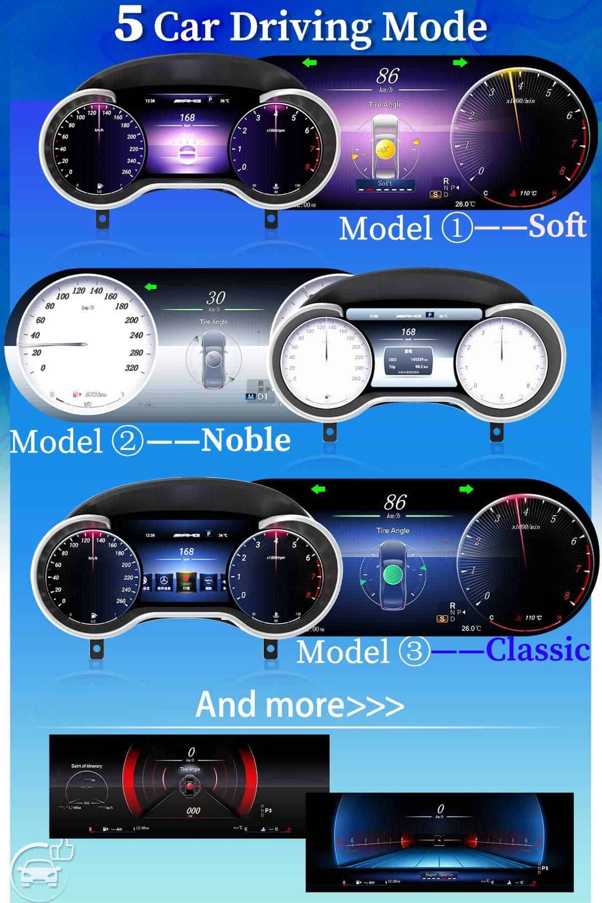 Benz instrument panel 12.3 LCD for GLA CLA: Premium Intelligent Digital Speed Display HD Dashboard Replacement. High-Resolution Modern Upgrade for Mercedes.