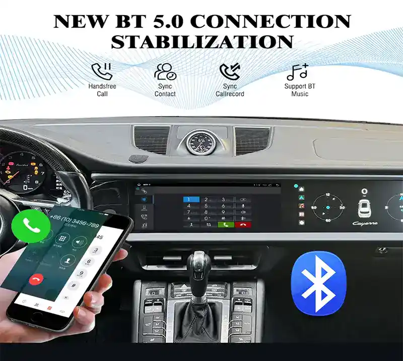 Porsche Cayenne dual screen 12.3 HD Android player for 2014-2017 models, high-resolution passenger entertainment with seamless OEM dash integration.