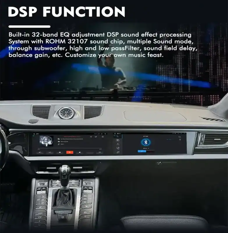 Porsche Cayenne dual screen 12.3 HD Android player for 2014-2017 models, high-resolution passenger entertainment with seamless OEM dash integration.