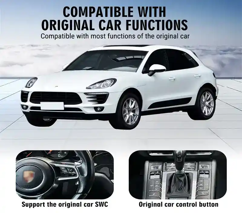 Porsche Cayenne dual screen 12.3 HD Android player for 2014-2017 models, high-resolution passenger entertainment with seamless OEM dash integration.