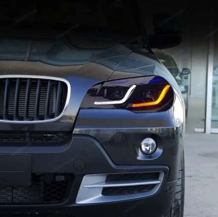 BMW X5 E70 headlight LED Laser Lens Blue Eyebrow 07-13