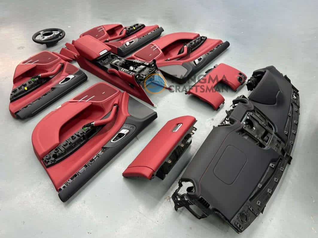 Porsche Cayenne Bordeaux Red Leather Interior Upgrade Kit