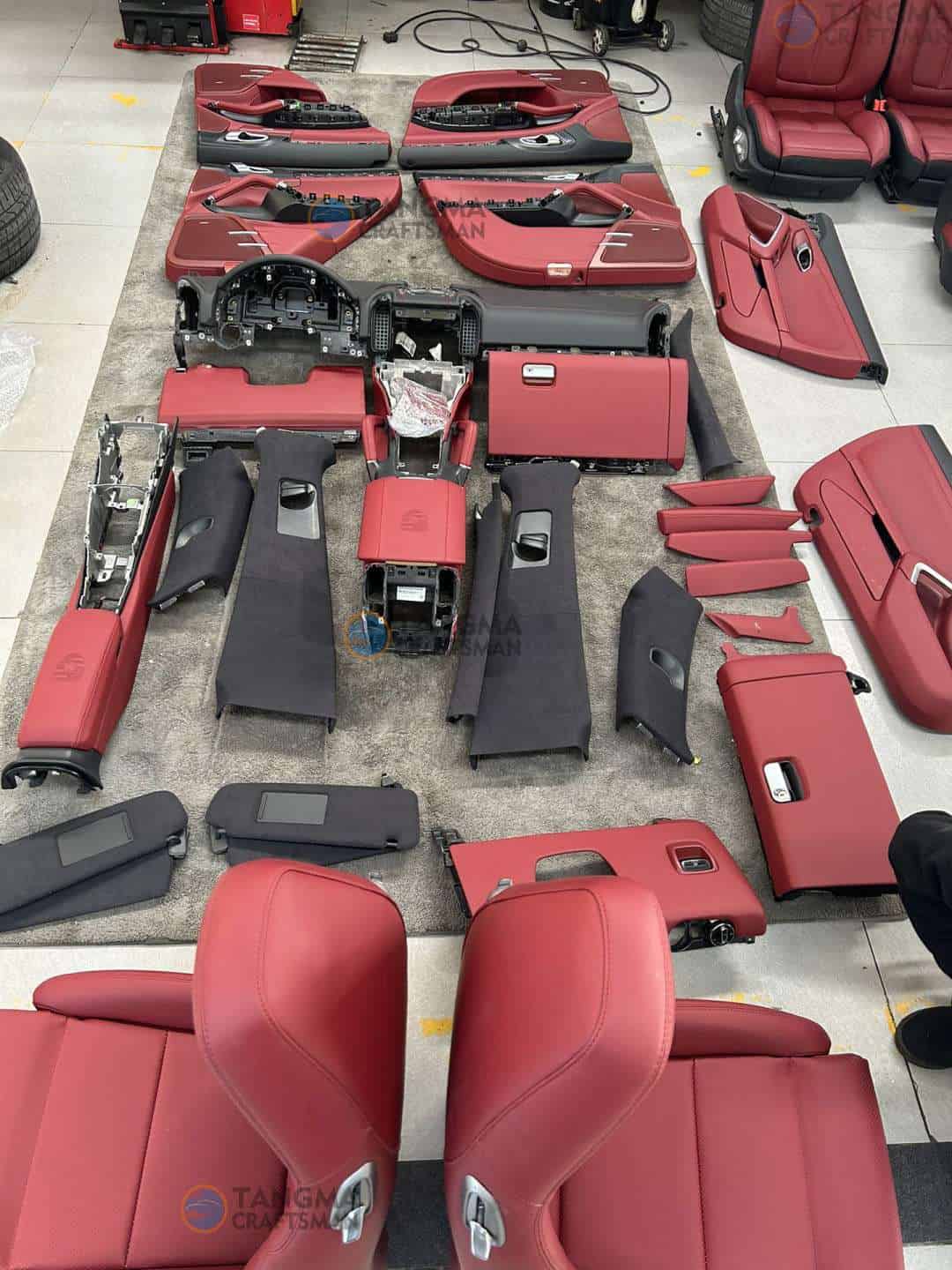 Porsche Macan Bordeaux Red Interior Kit: 1:1 OEM Leather