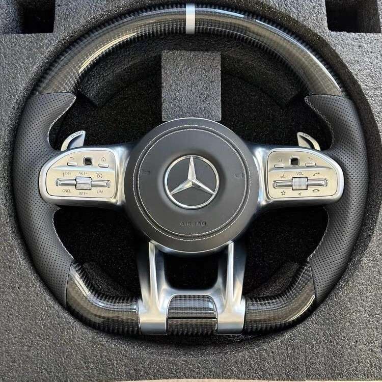 Benz AMG Carbon Fiber Steering Wheel 809 Assembly Upgrade – Custom Upper and Lower Carbon Fiber Design for Enhanced Driving Performance and Luxury Interior