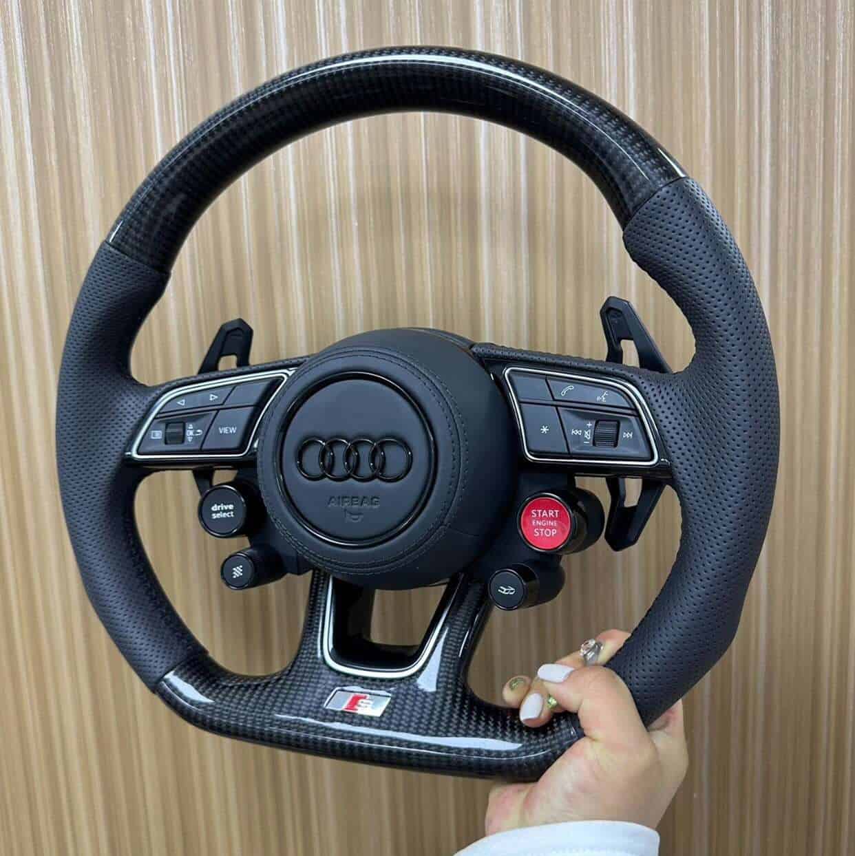 Audi Carbon Fiber Steering Wheel with Drive Select and Start Control - Image 3