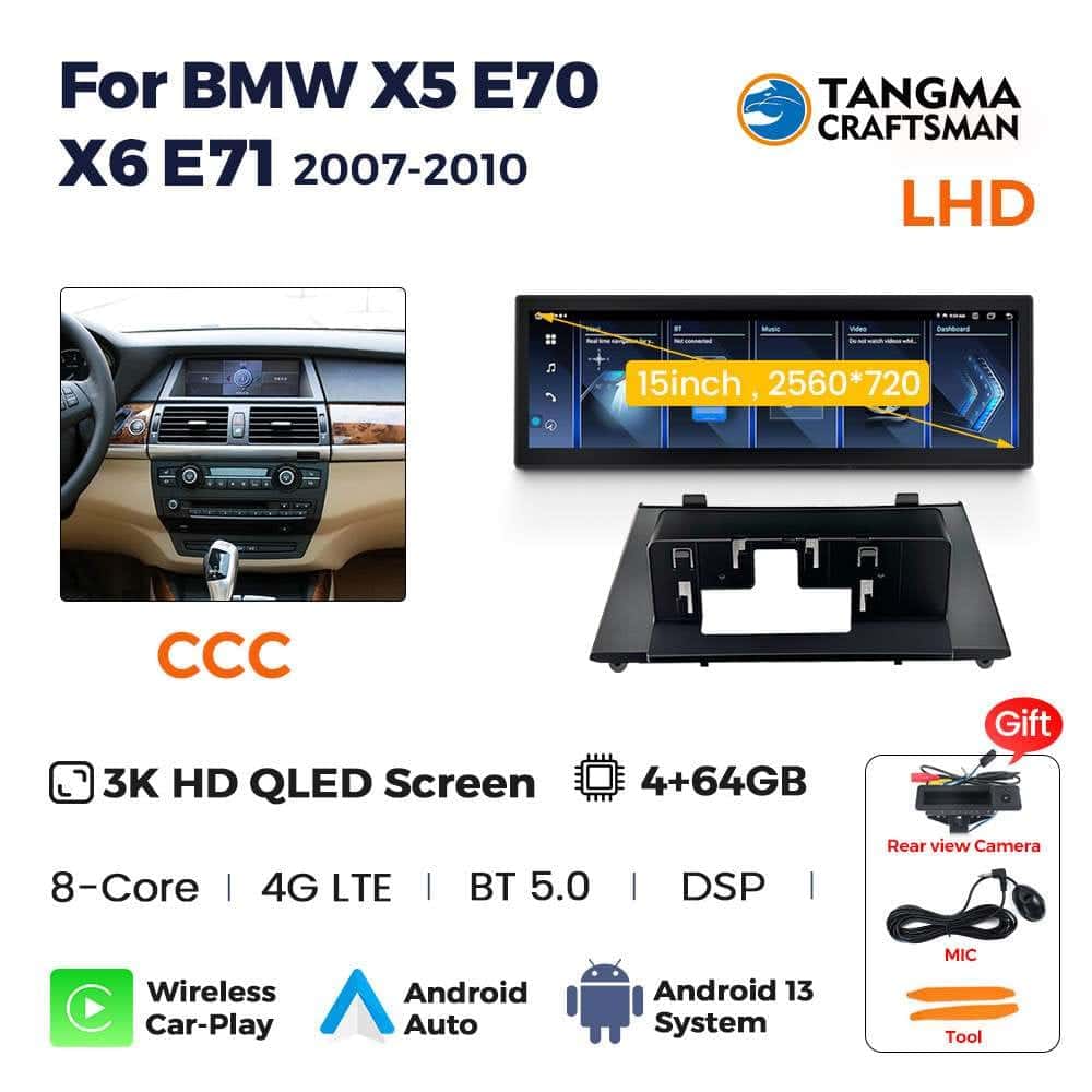 Auto Radio Gps Navigatie Multimedia 14.9-inch 3K Screen Draadloze Carplay Android  Voor Bmw X 5 E 70X6 E71 Ccc Cic Touchscreen - Image 2
