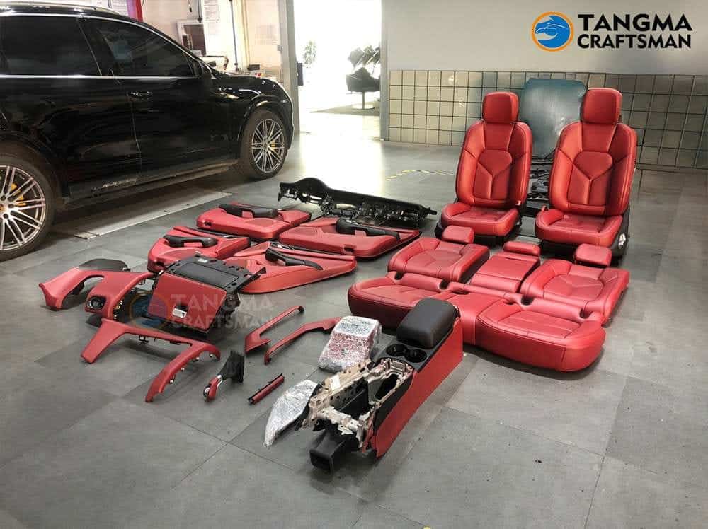 Porsche Interior Upgrade: Luxury Bordeaux Red Diamond Quilted Package (2010-2024) | Full Series Cayenne, Macan, Panamera - Image 5