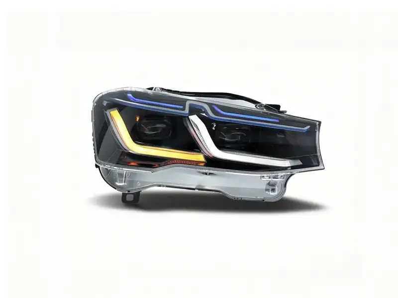2010+ BMW X3 LED Headlights DRL Blue Bezel