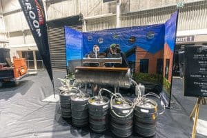Craft beer dispensing station at the Taranaki Beer Festival, showcasing local craft brews and beer tasting experiences.