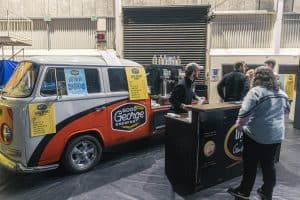 Vintage brewer van serving craft beers at Taranaki Beer Festival in New Zealand.