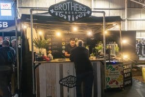 Brothers Beer craft beer stall at Taranaki Beer Festival, featuring local NZ craft beers.
