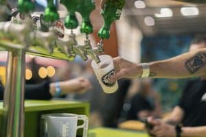 Fresh craft beers poured at Taranaki Beer Festival in New Zealand.
