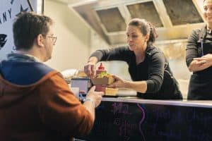 Fresh local food served at Taranaki Beer Festival, craft beer tasting event in New Zealand.