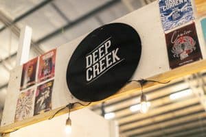Deep Creek brewery sign at Taranaki Beer Festival.