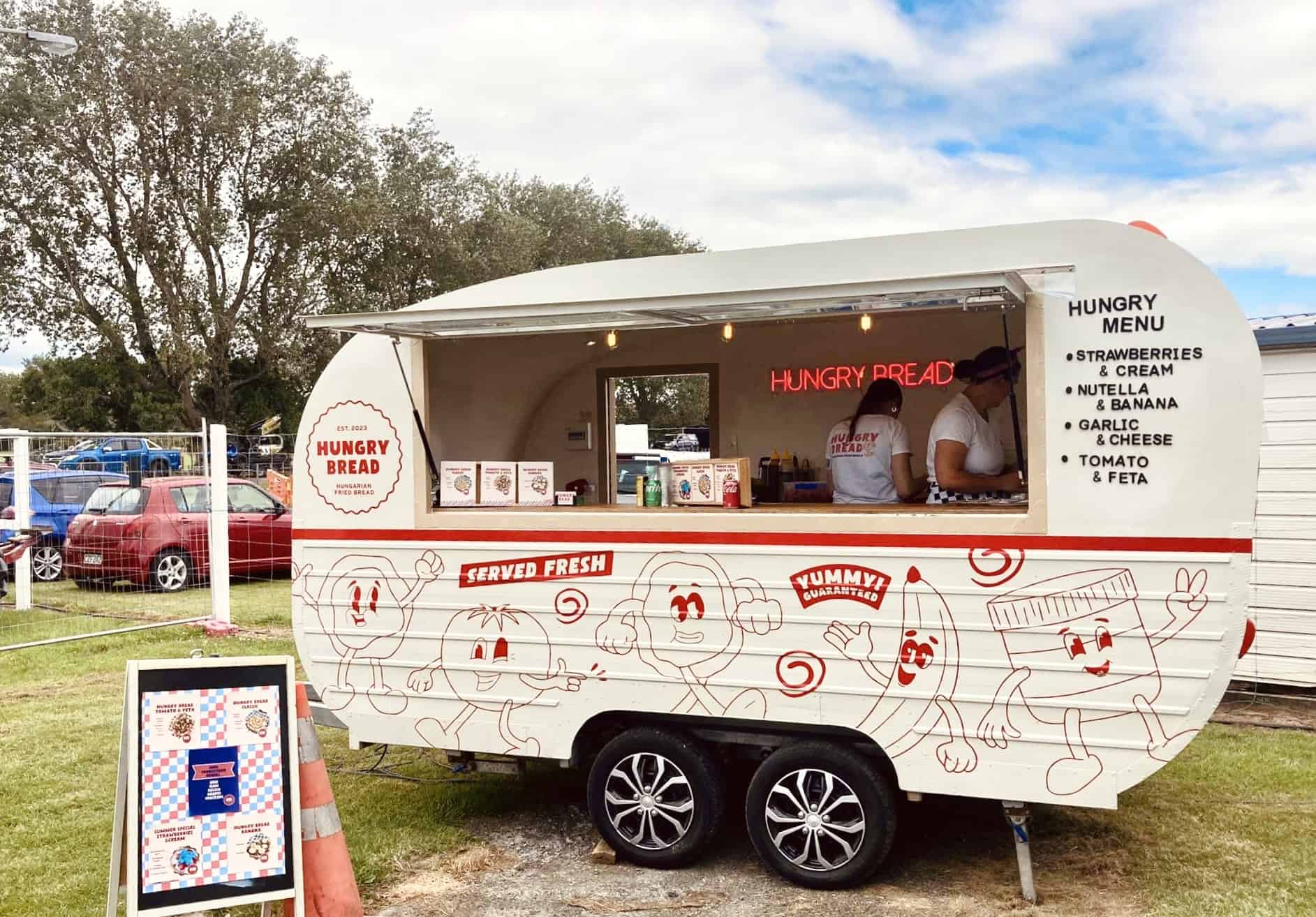 Freshly baked Hungarian bread food truck at Taranaki Beer Festival, offering tasty street food options.