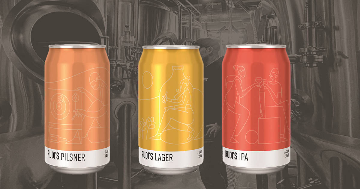 Rudi's Pilsner, Lager, and IPA craft beers from Taranaki Beer Festival, showcasing local brewing excellence.