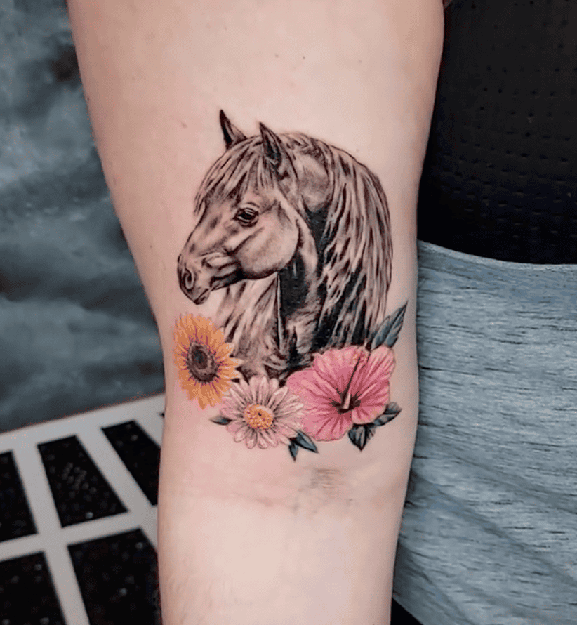American Saddlebred Flower Horse Tattoo