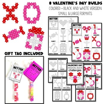 Valentine's Day Hashtag Blocks Cards Valentine STEM Activities Student Gifts - Image 3