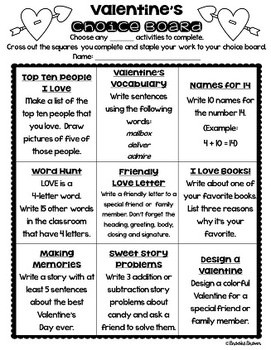 Valentine's Day Choice Boards for Literacy Centers - Image 2