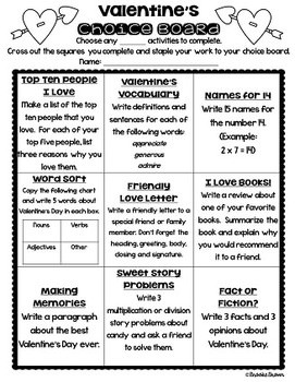 Valentine's Day Choice Boards for Literacy Centers - Image 3