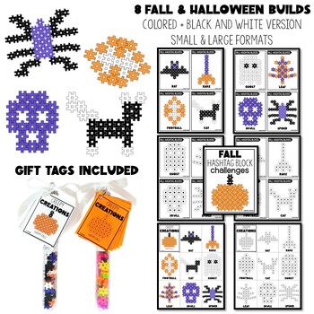 Fall & Halloween Hashtag Blocks Cards / Halloween STEM Activities for STEM Bins - Image 3