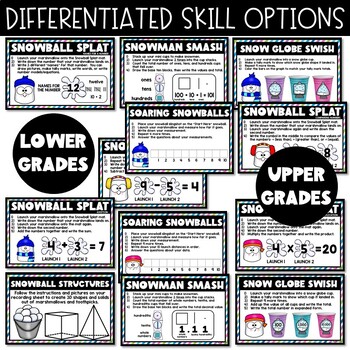 Snowball Slingshot Math Stations Marshmallow Math Activities Winter Party Games - Image 3