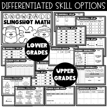 Snowball Slingshot Math Stations Marshmallow Math Activities Winter Party Games - Image 4