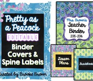 EDITABLE Binder Covers {Pretty as a Peacock}