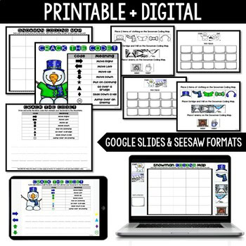 Snowman Coding - DIGITAL + PRINTABLE - Winter Unplugged Coding, January - Image 3