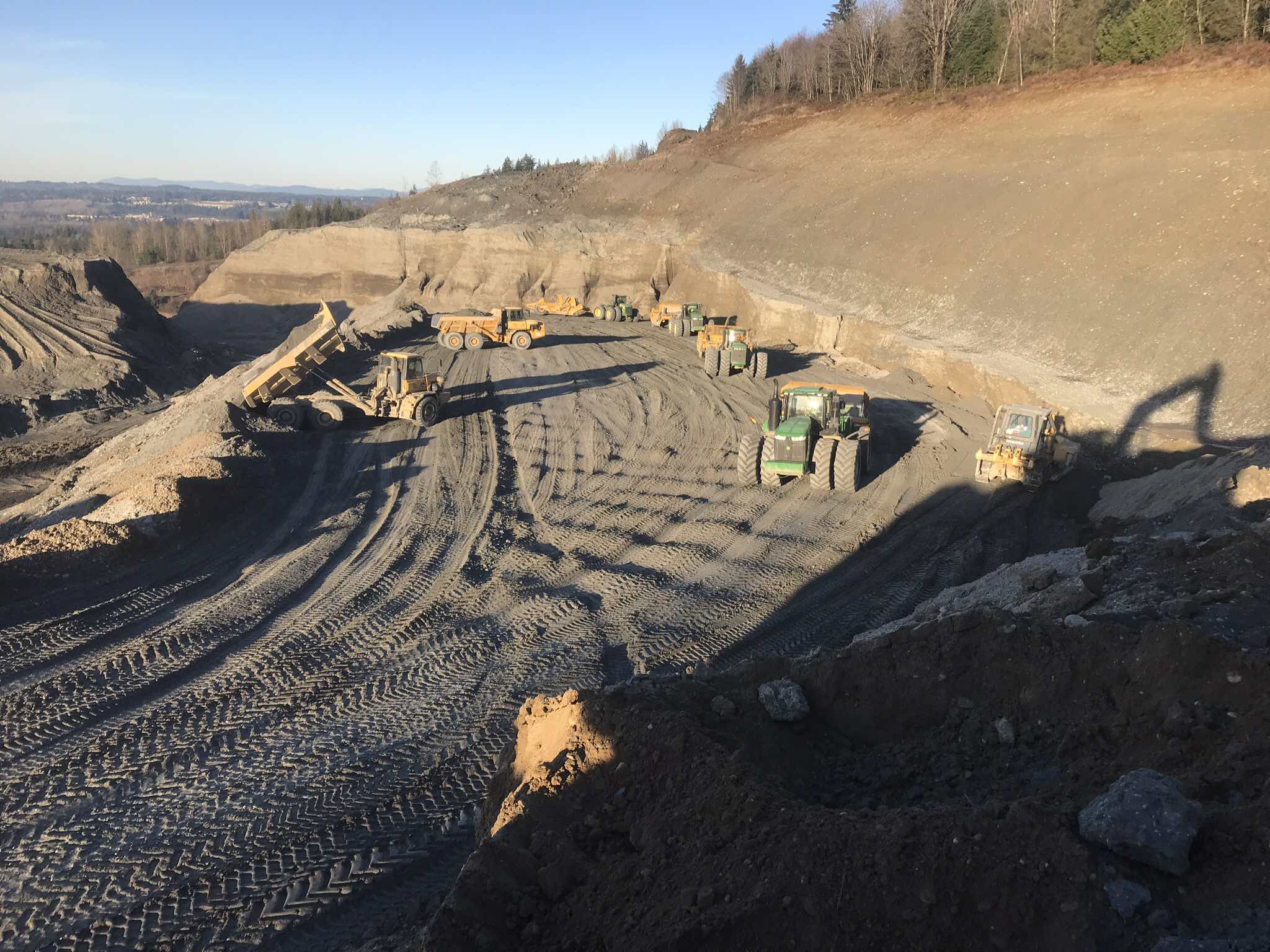 Team Nelson crew performing land development work on a Puget Sound project site