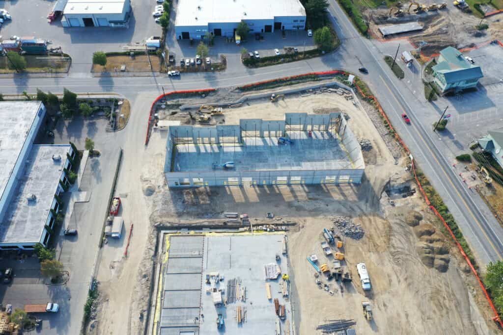 Tilt-up warehouse building and concrete site improvements at Stessa Industrial Development