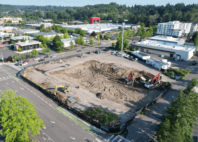 Earthwork and site infrastructure progress at Prose Southcenter in Tukwila WA