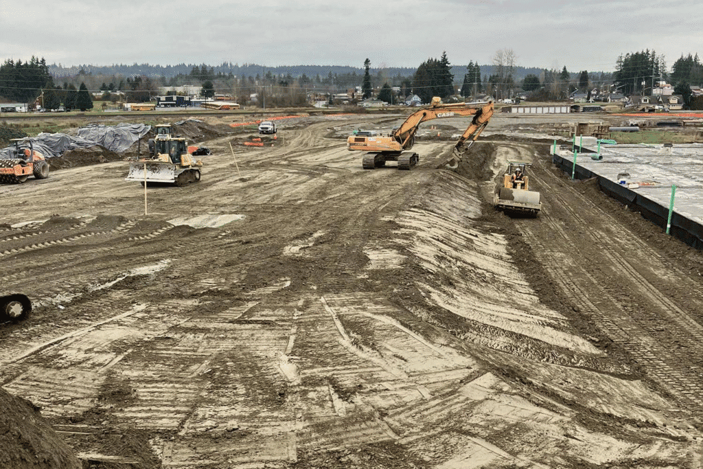 Underground utility and sewer installation work for Marysville 172nd Apartments
