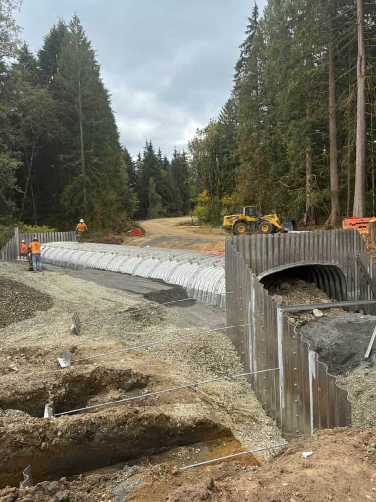 Full-scale culvert installation work for the Caledon project in Arlington WA