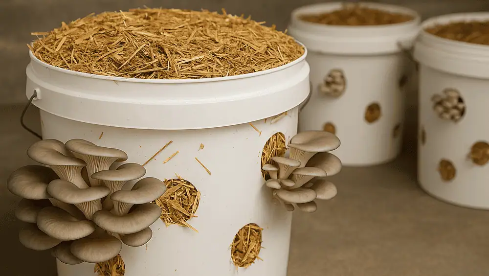 paille en culture de champignons