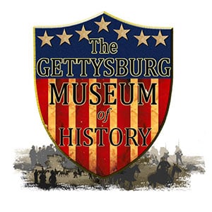 Gettysburg Museum of History logo with patriotic shield design.