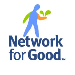 Network for Good logo with a person holding a plant, symbolizing support and growth.