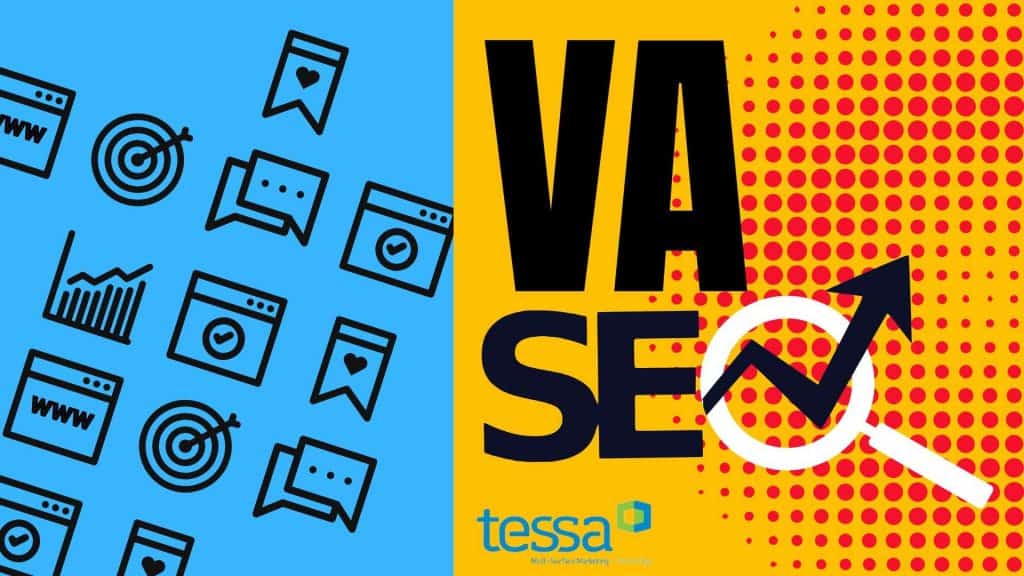 SEO analysis icon with magnifying glass and upward arrow.