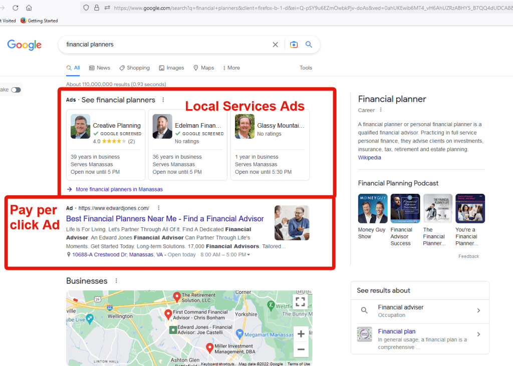 Googlr Local Services Ads for Financial Planners