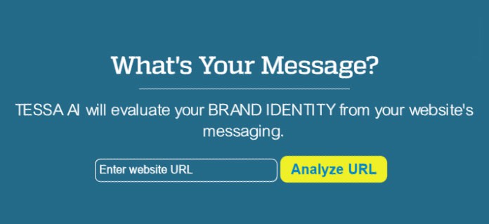 TESSA AI platform analyzing brand identity from website messaging.
